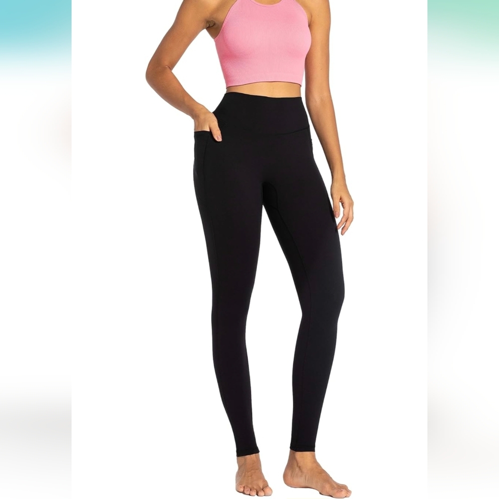 No Front Seam Yoga Pants with Pockets, High Waisted Compression & tummy control